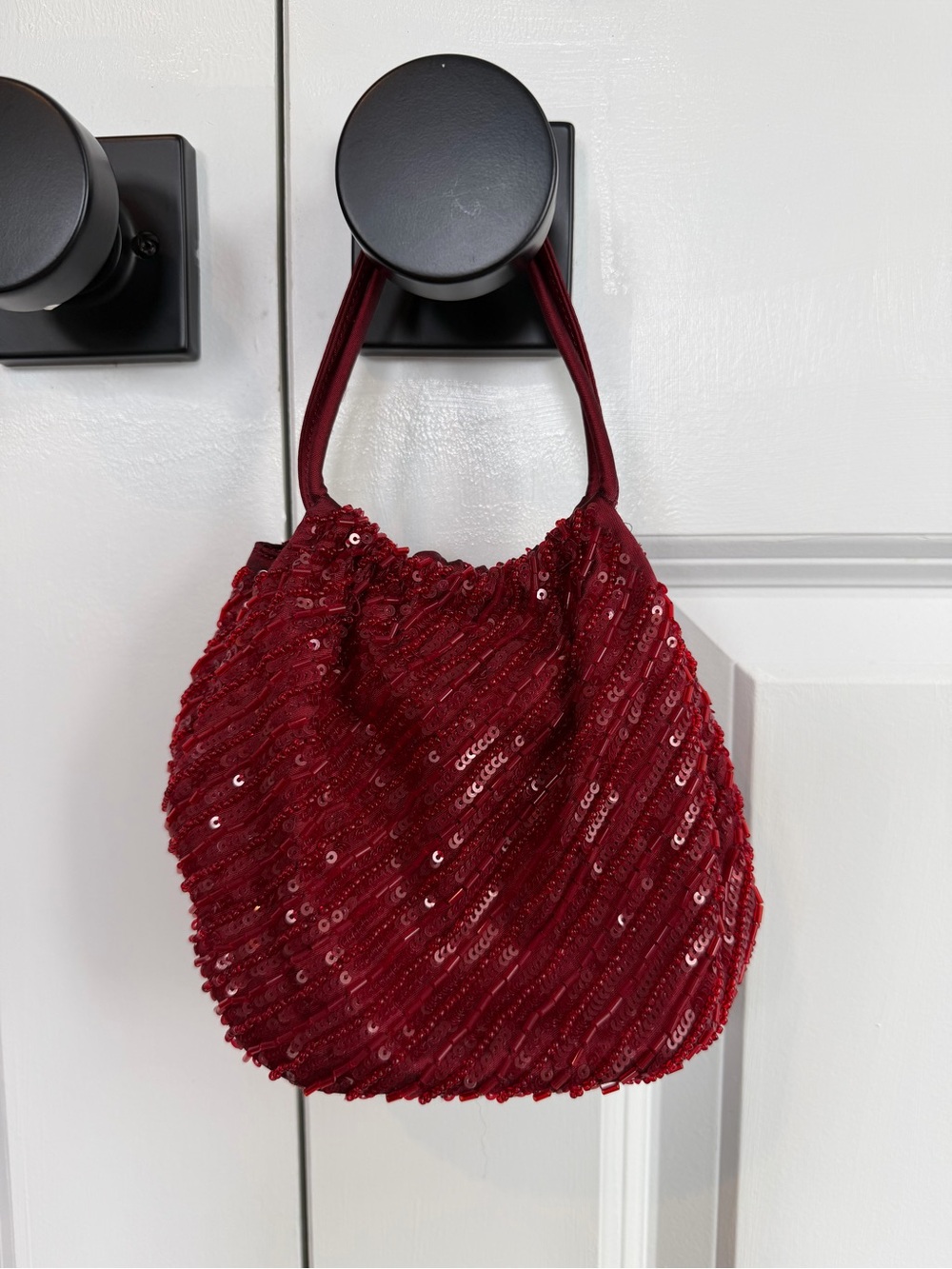 Ann Taylor Silk Red Beaded Mini Bag